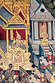 Bangkok Wat Pho, mural paintings of the vhian of the Reclining Buddha.